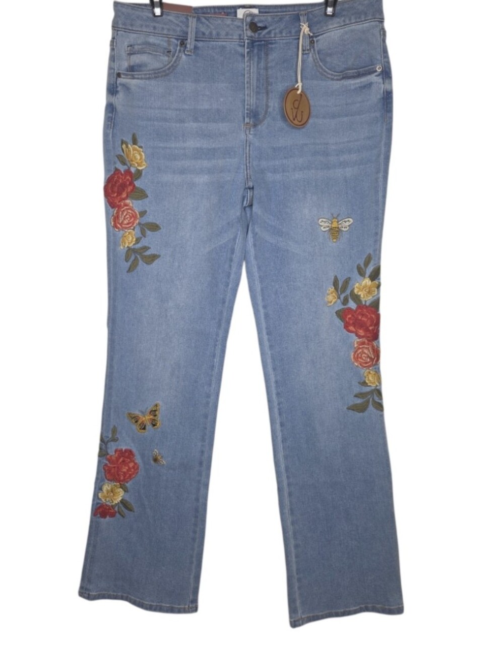 Driftwood Kylee Butterflies Bees Roses High Rise Bootcut Denim Jeans 12 NWT